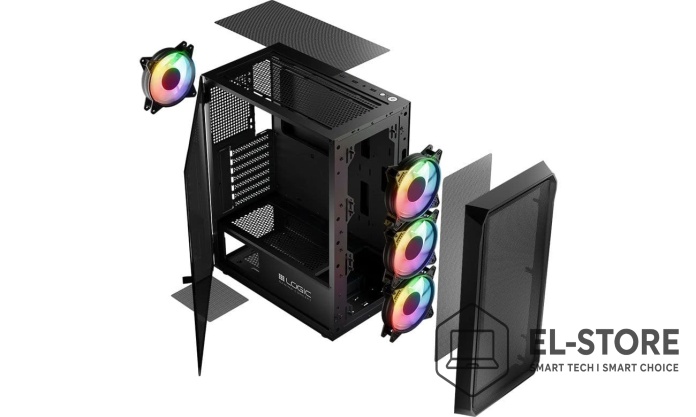 Zbliżenie na wnętrze obudowy komputera Pricemax AX8 ARGB z widocznym procesorem Intel Core i5 i kartą graficzną GeForce RTX 3050.